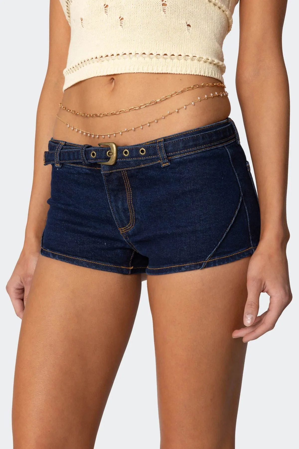 Layered Pearl Belly Chain sold by Edikted