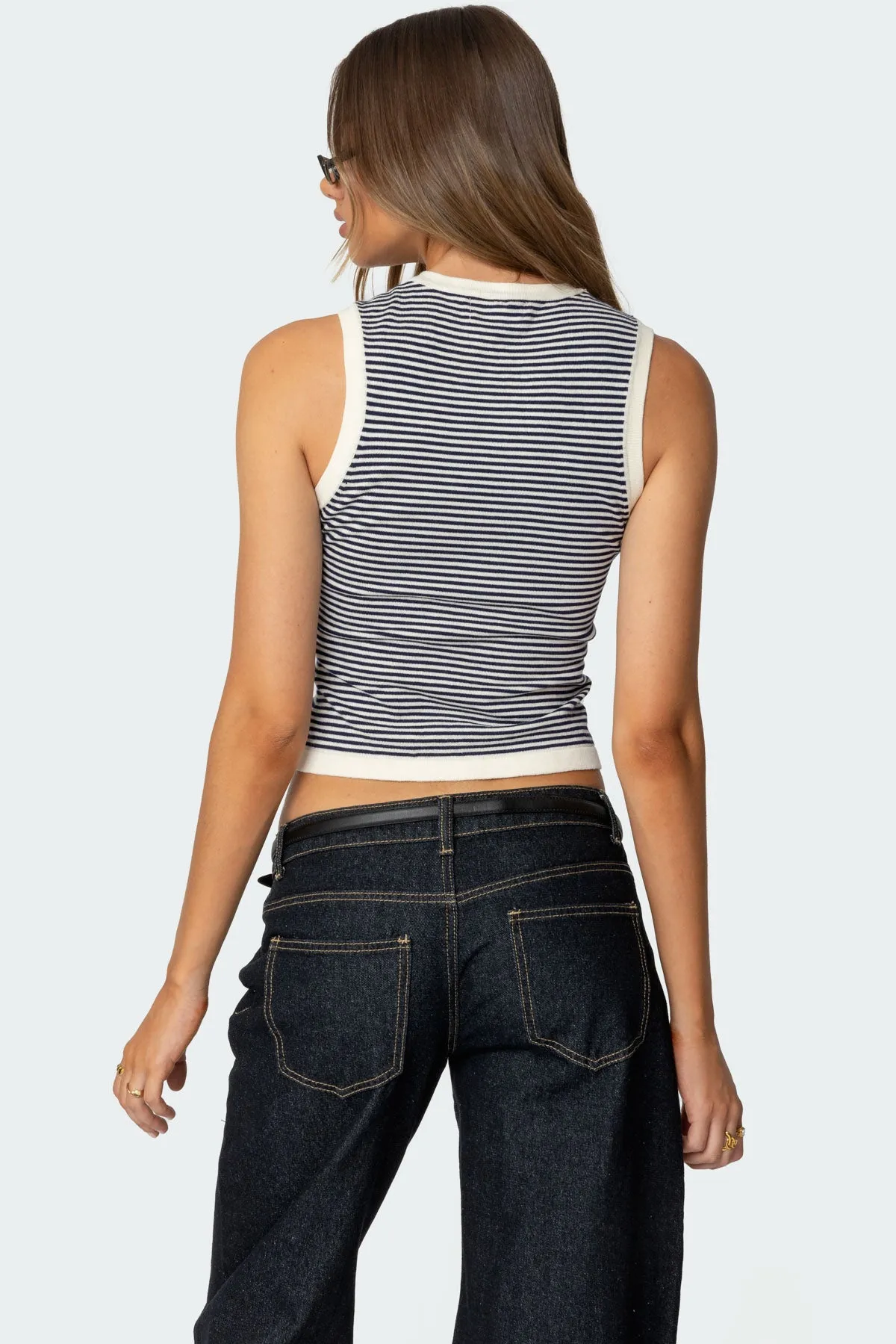 Everson Striped Button Up Knit Top sold by Edikted product image thumbnail 5