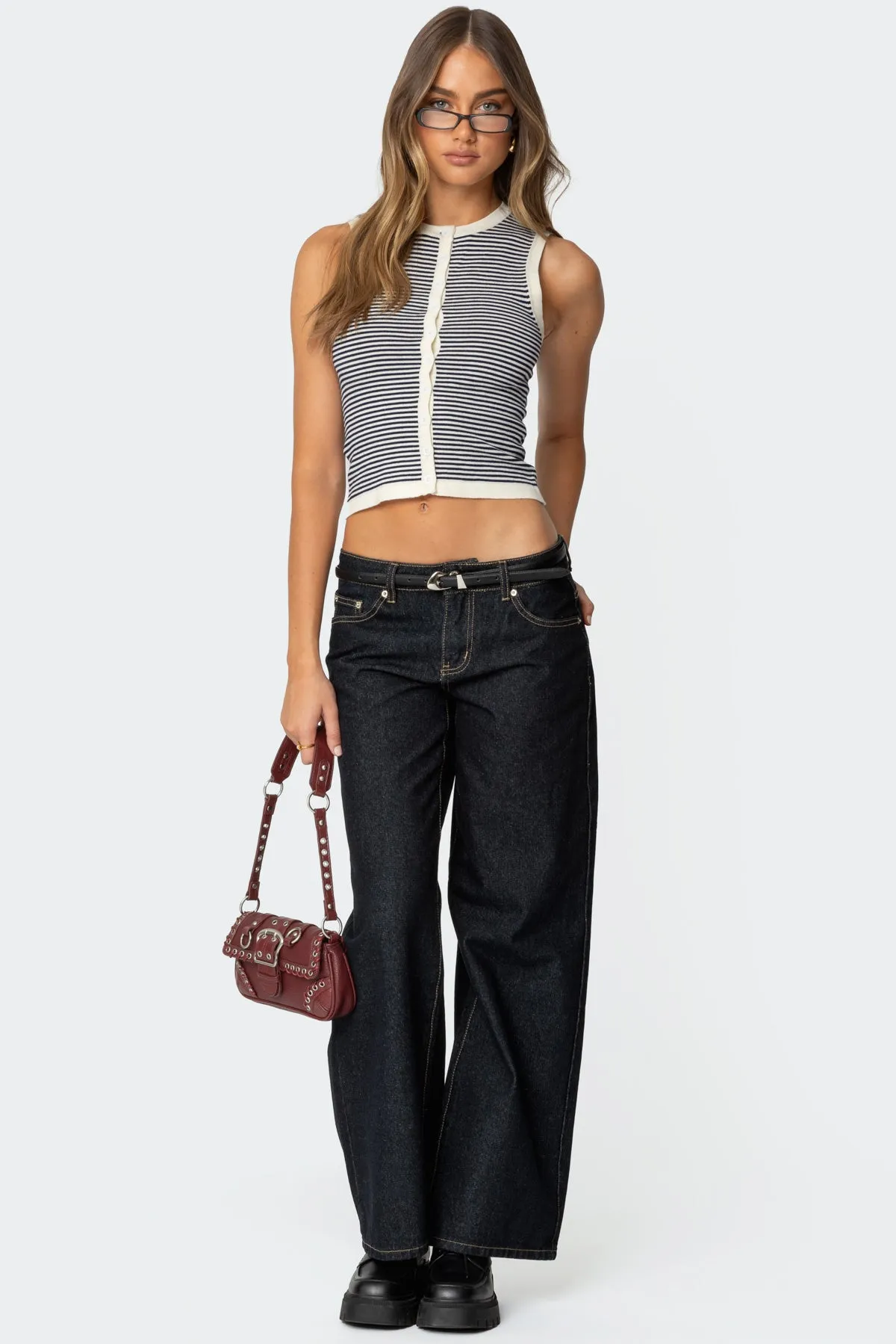 Everson Striped Button Up Knit Top sold by Edikted product image thumbnail 2