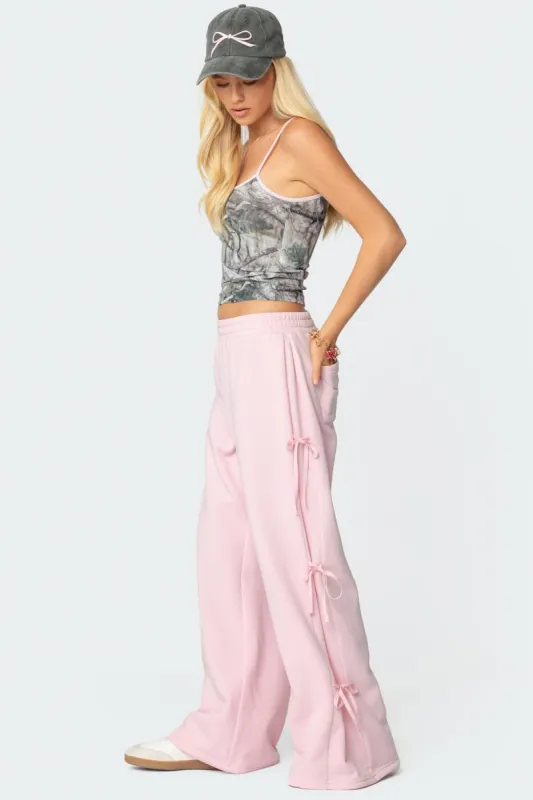Claudette Baggy Ribbon Sweatpants sold by Edikted