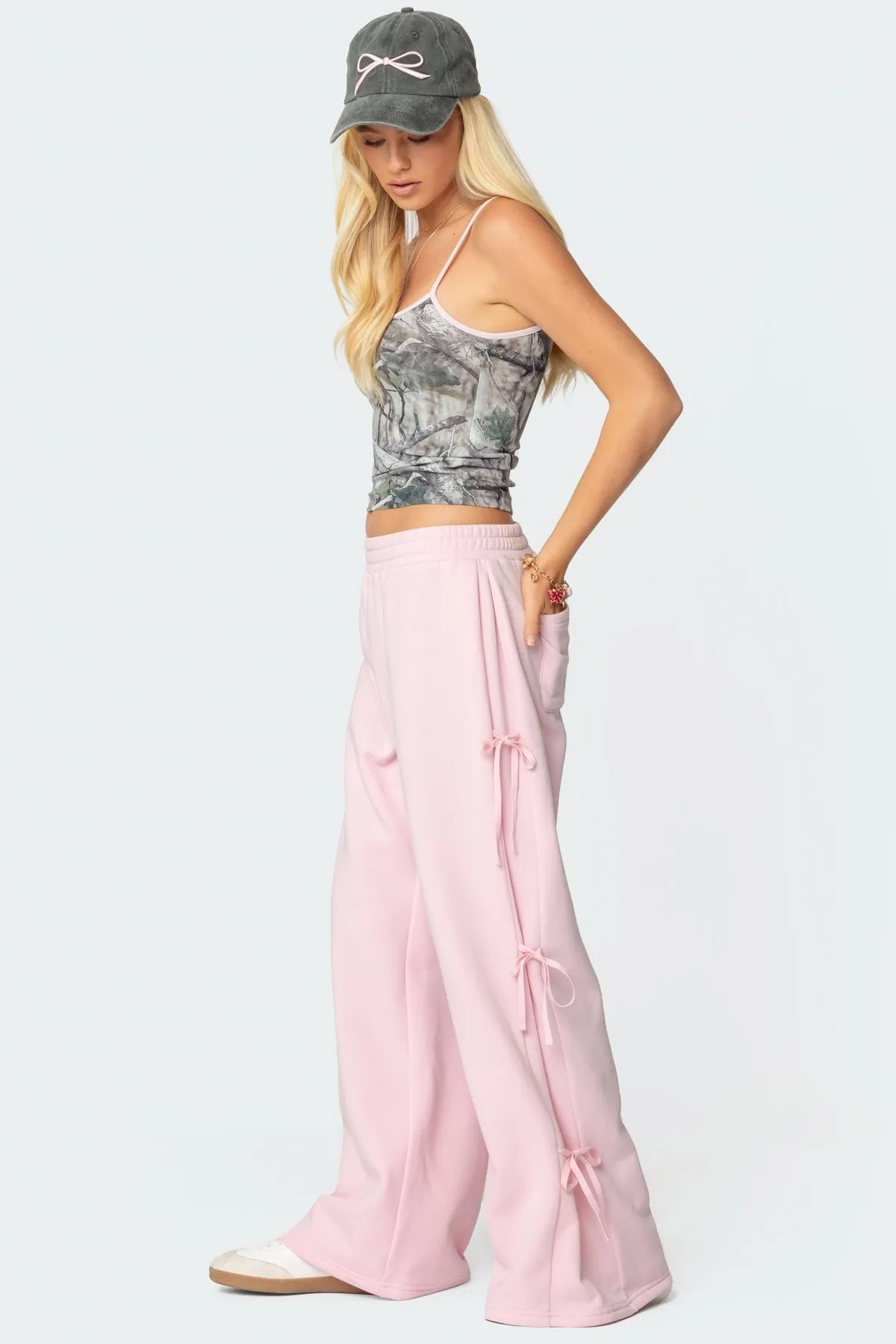 Claudette Baggy Ribbon Sweatpants sold by Edikted