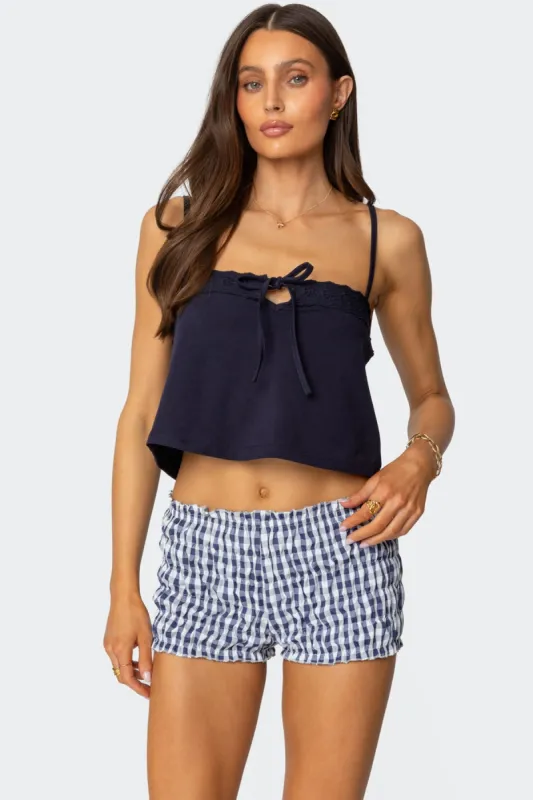 Odette Tie Detail Tank Top sold by Edikted