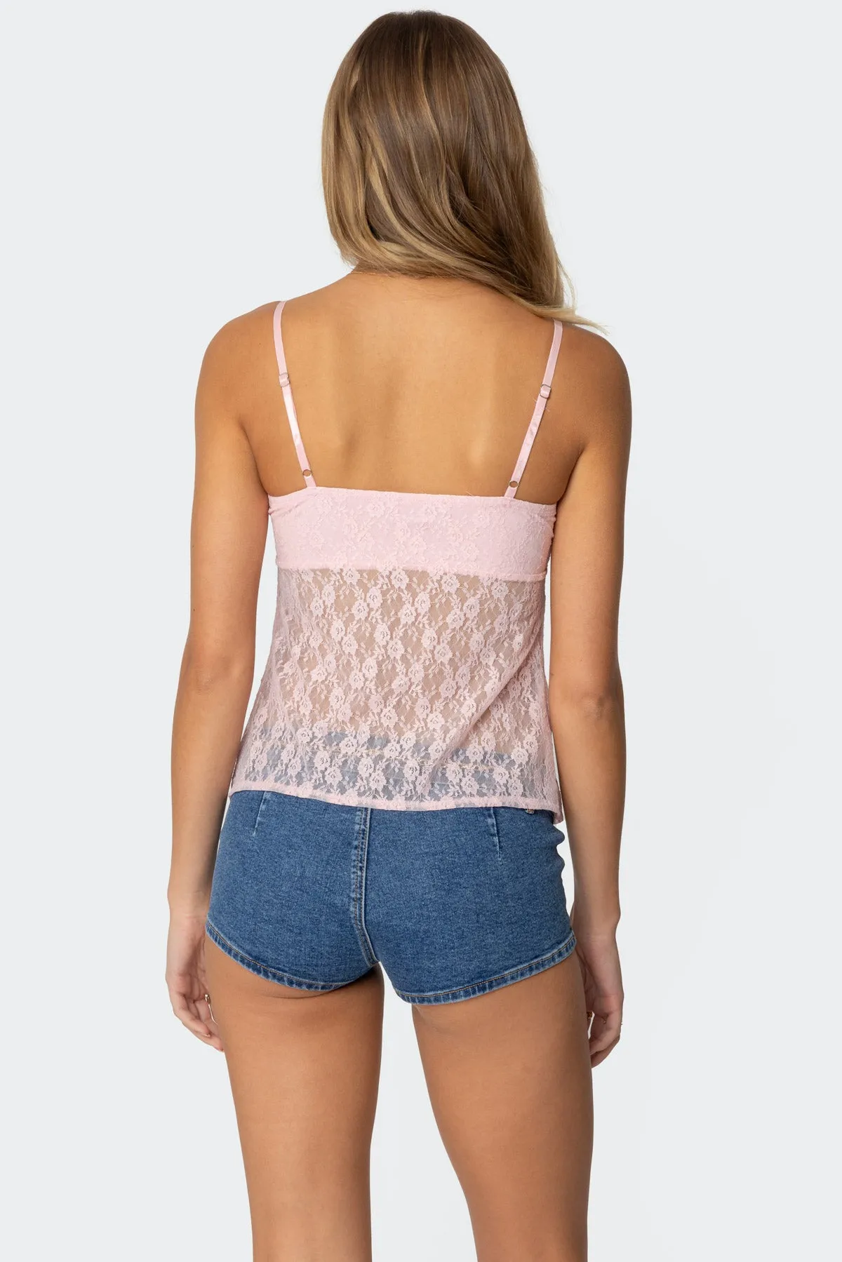 Priya Sheer Lace Split Front Top sold by Edikted product image thumbnail 5