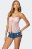 Priya Sheer Lace Split Front Top sold by Edikted