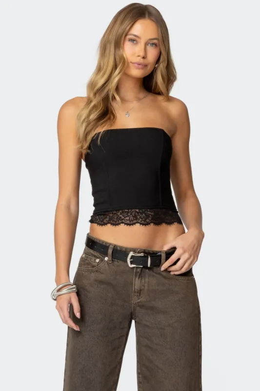 Elaina lacey strapless corset sold by Edikted