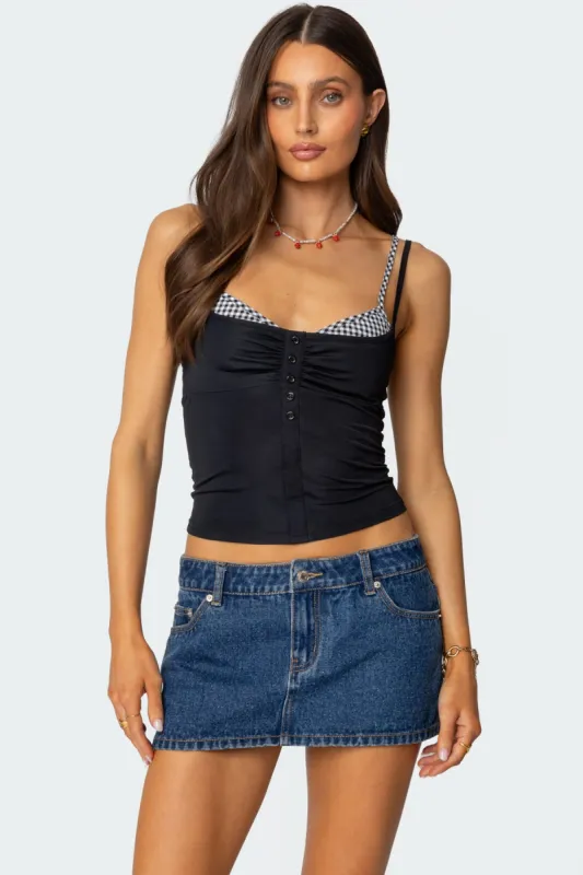 Gingham Layered Tank Top sold by Edikted