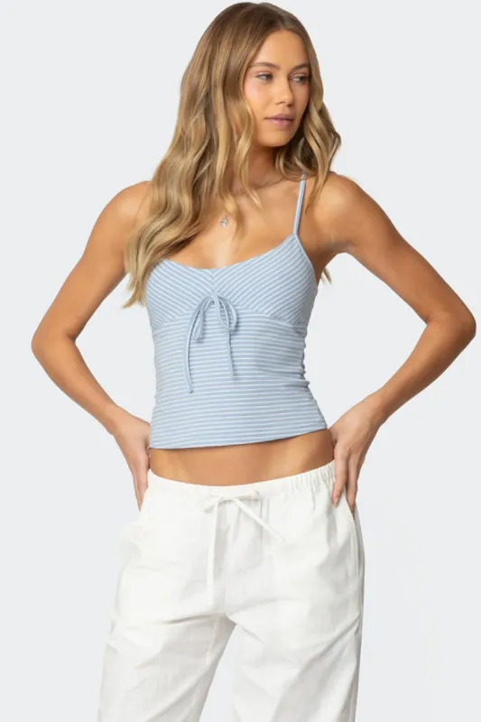 Tova Striped Scoop Tank Top sold by Edikted