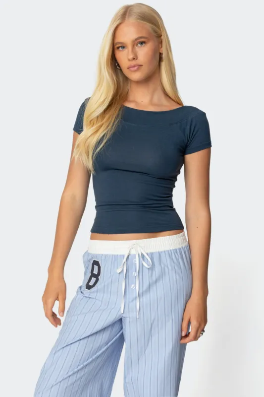 Becca Boat Neck Top sold by Edikted