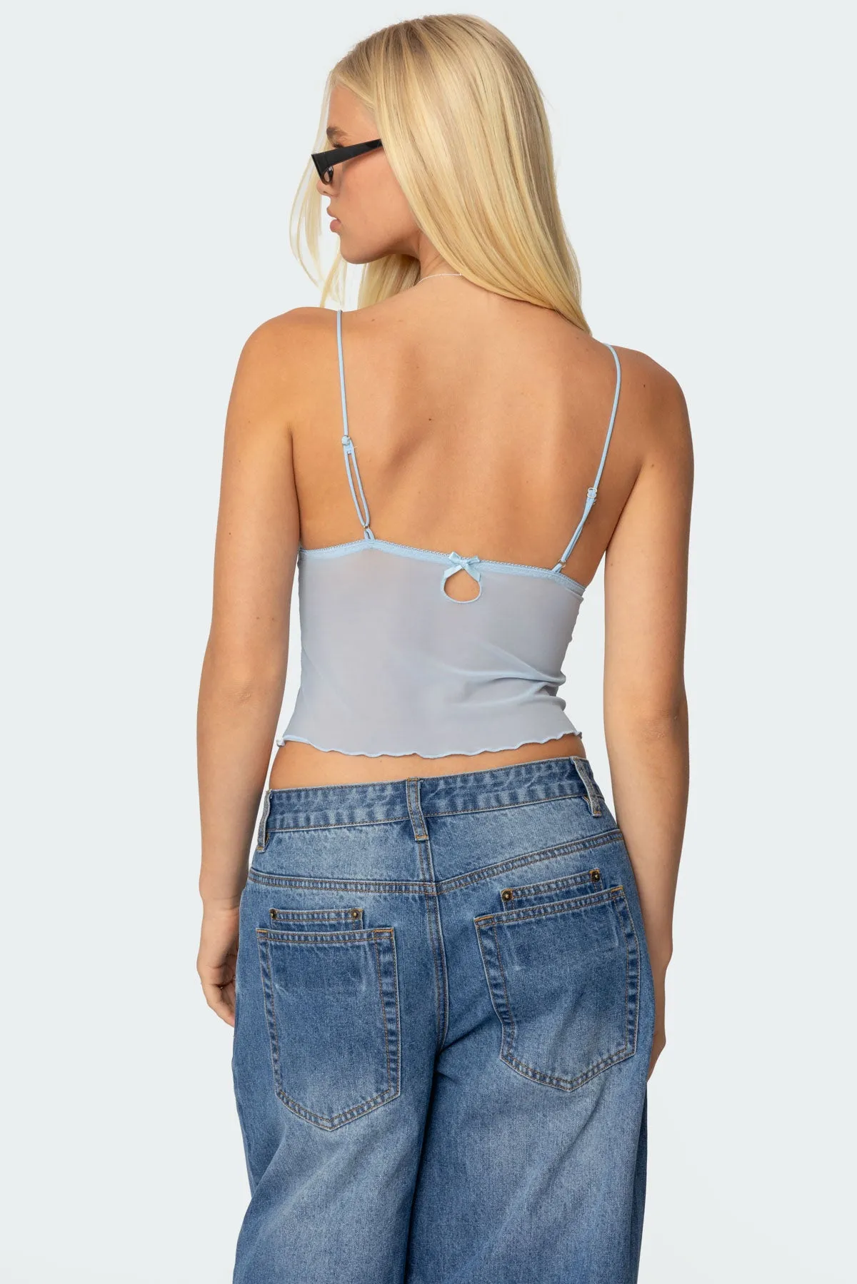 Berkley Sheer Mesh Lacey Top sold by Edikted product image thumbnail 4