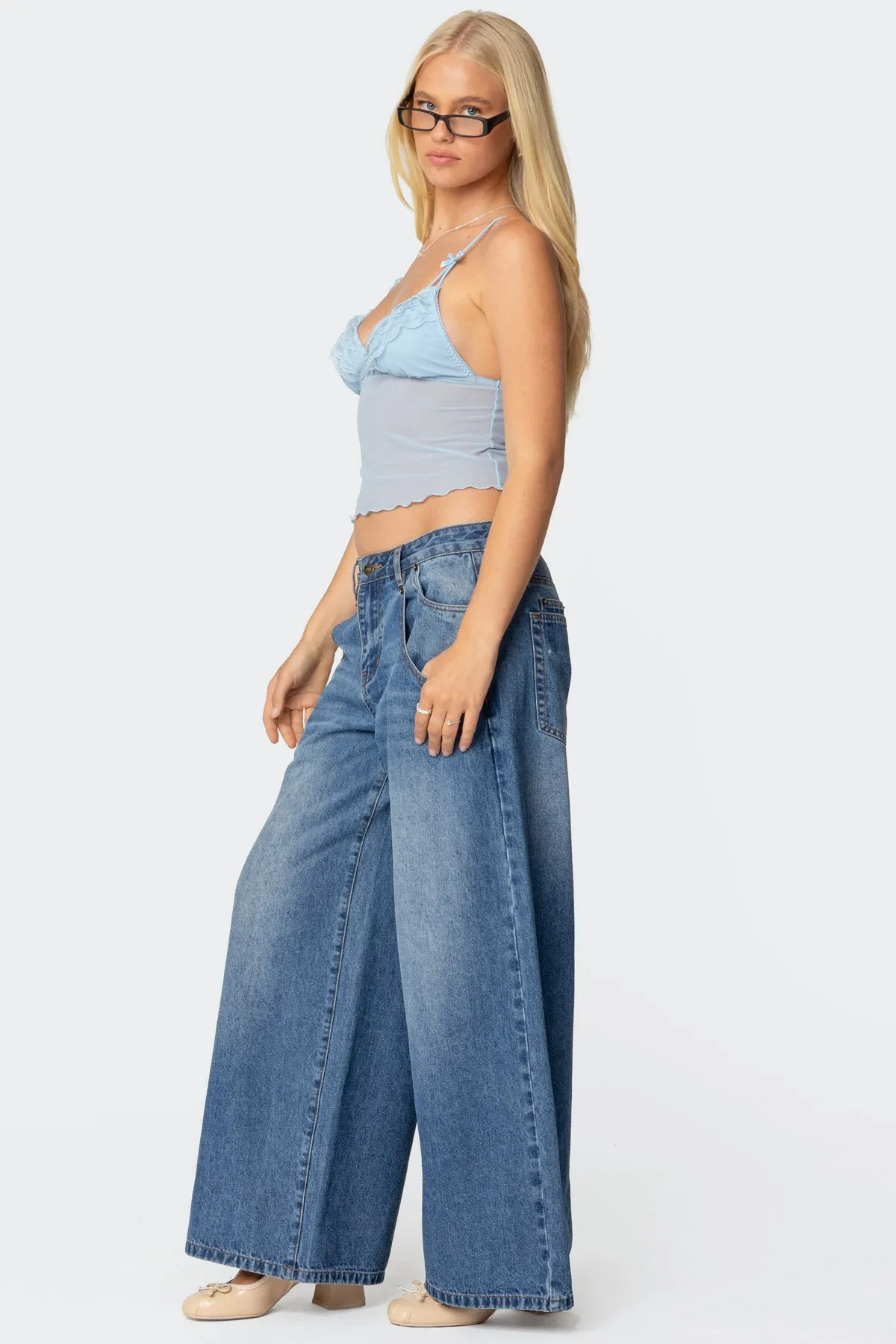 Berkley Sheer Mesh Lacey Top sold by Edikted product image thumbnail 3