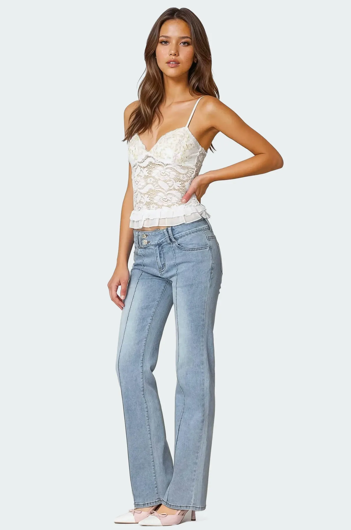 Torin Sheer Lace Tank Top sold by Edikted product image thumbnail 4