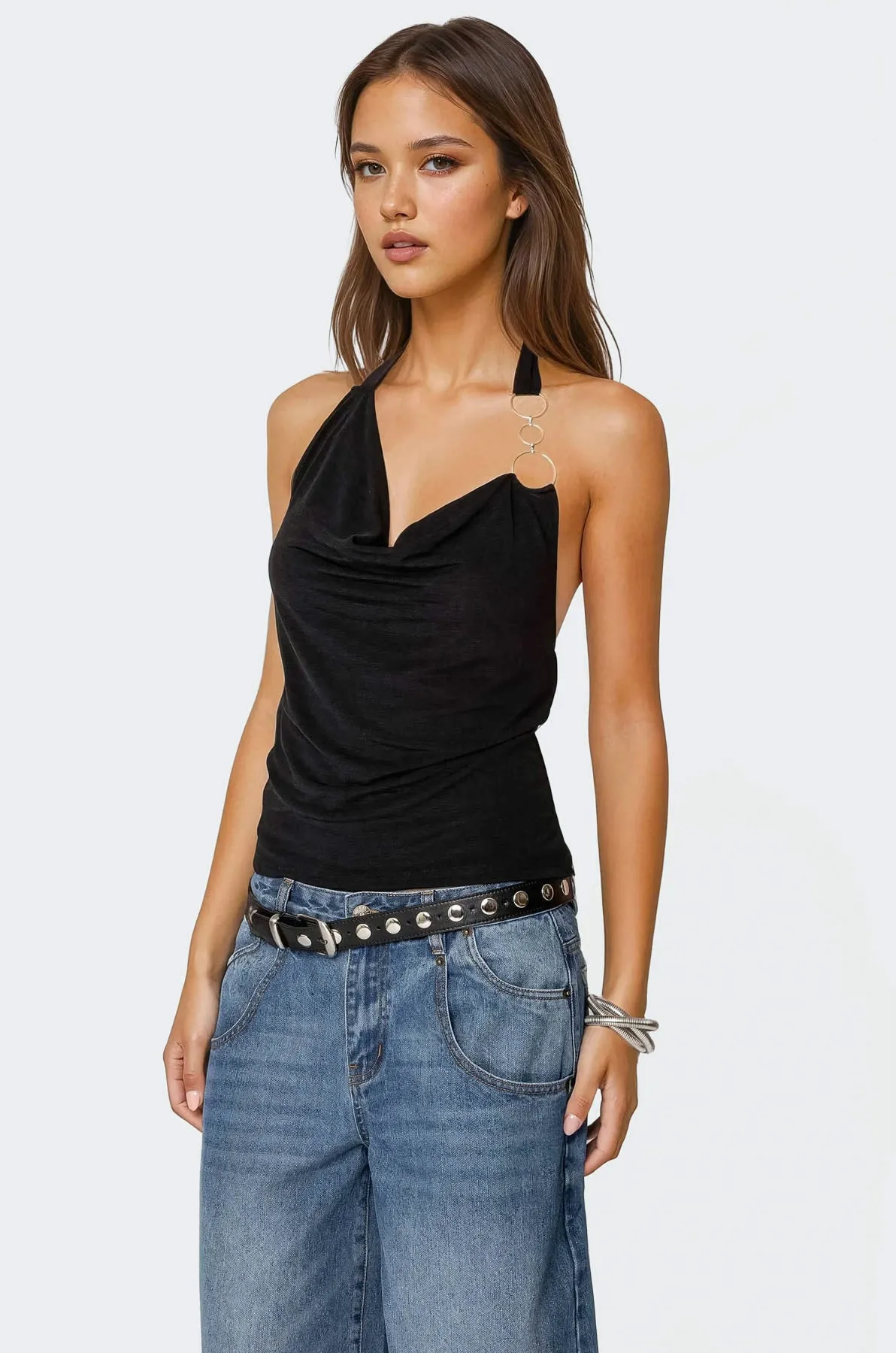Rhia Cowl Neck Halter Top sold by Edikted product image thumbnail 3