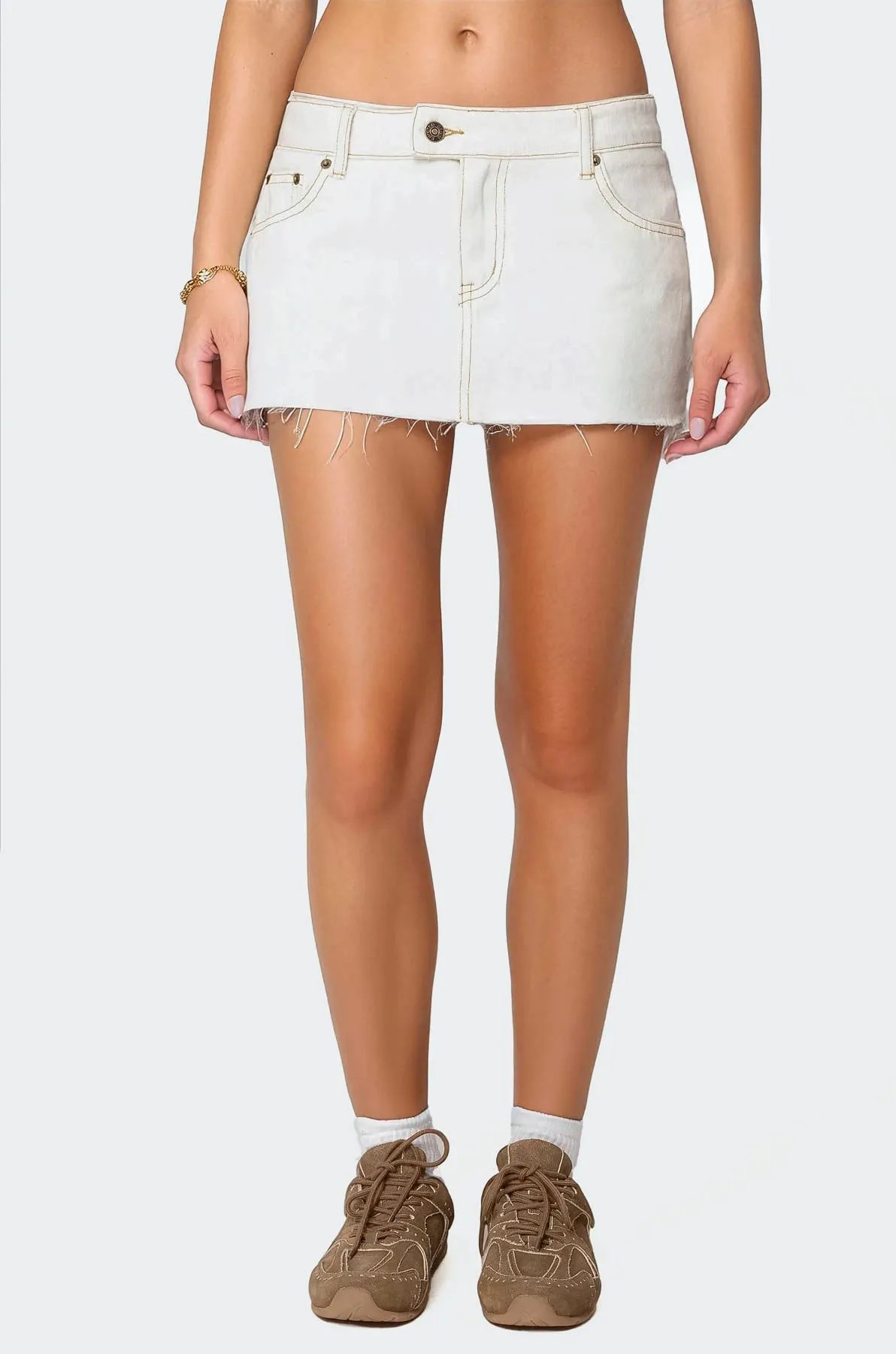 Bow Denim Mini Skort sold by Edikted product image thumbnail 3