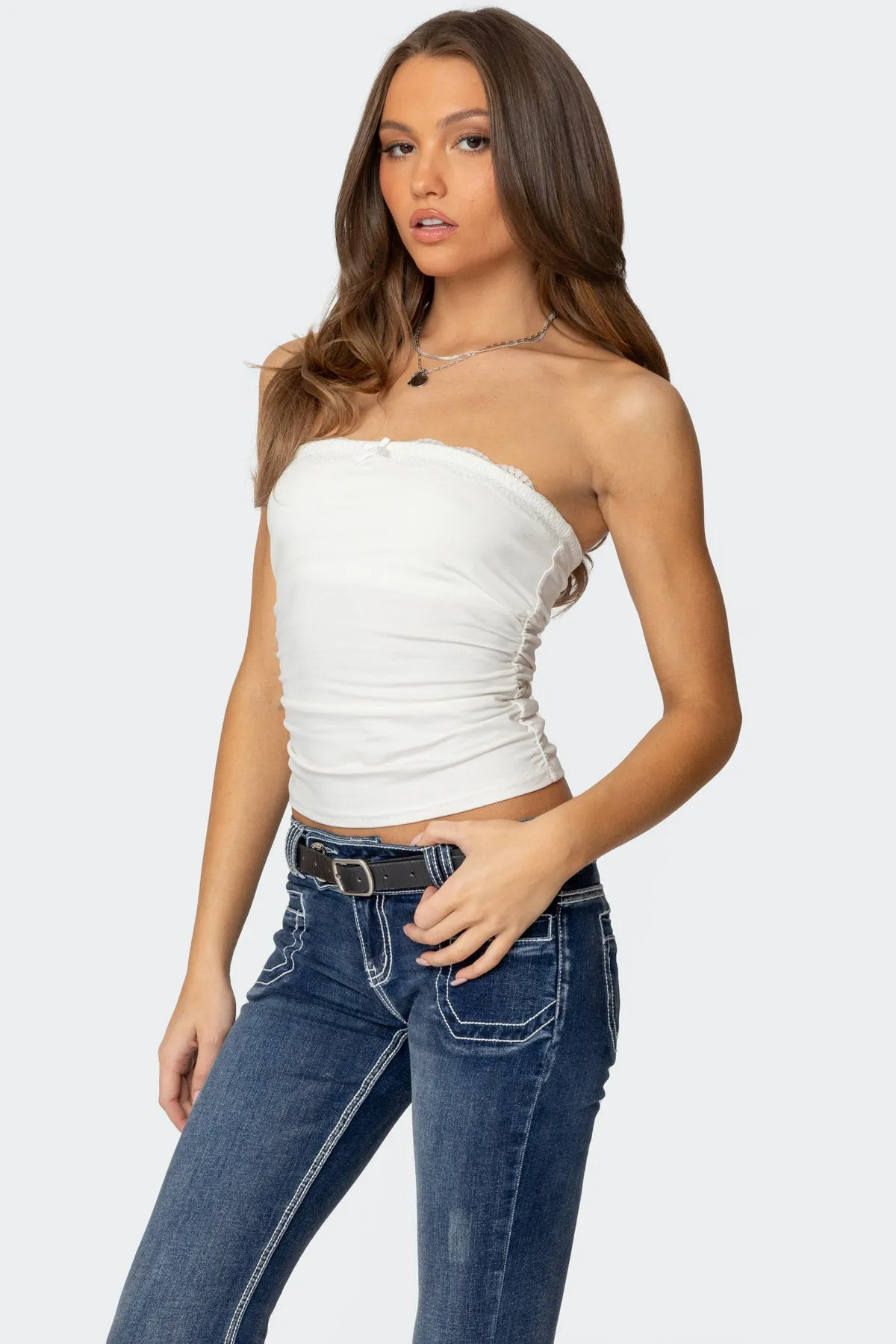 Amarelle Lacey Gathered Tube Top sold by Edikted product image thumbnail 3