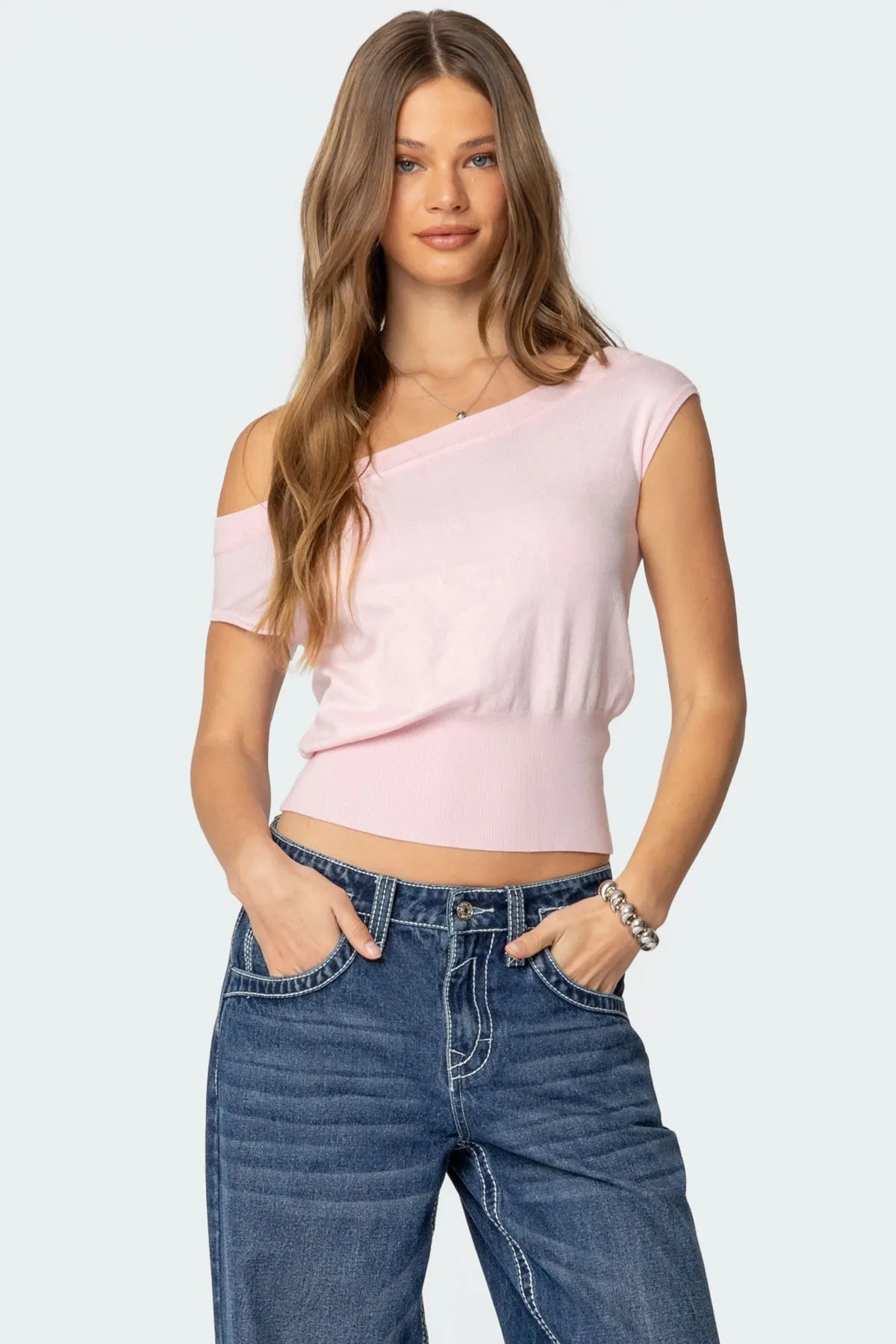 Michaela Off Shoulder Knit Top sold by Edikted