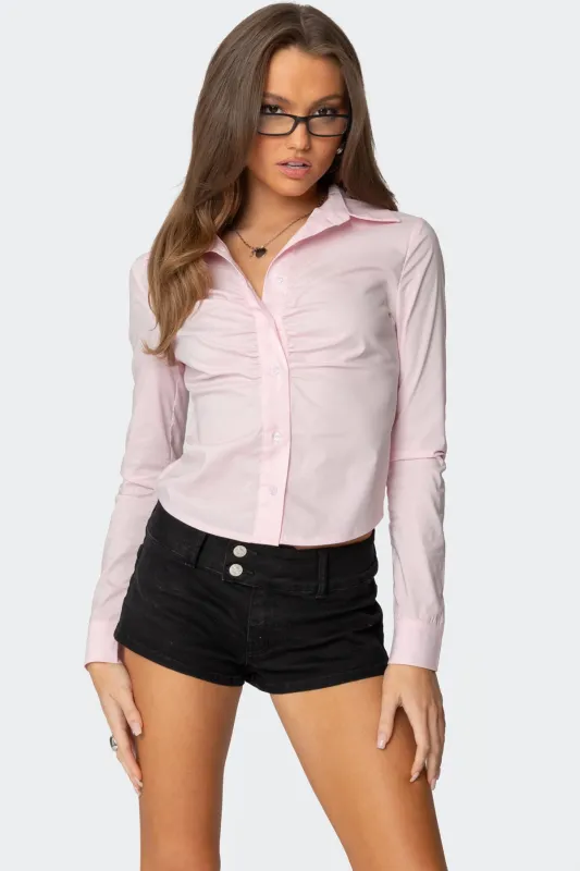 Delphina Tailored Button Up Shirt sold by Edikted