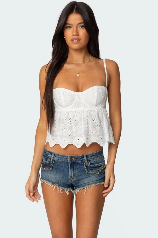 Emme Eyelet Corset sold by Edikted