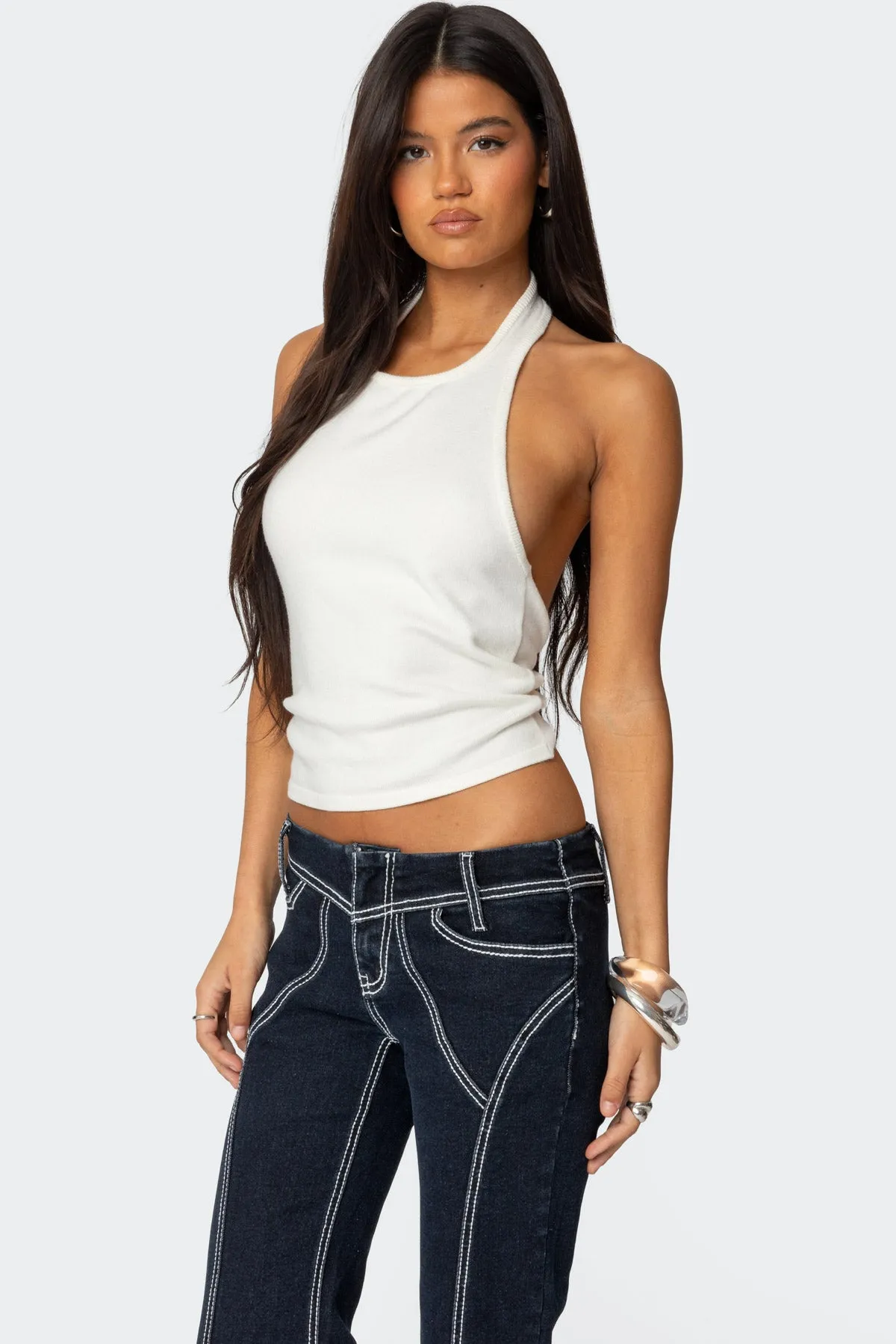 Twister Backless Knit Halter Top sold by Edikted product image thumbnail 3