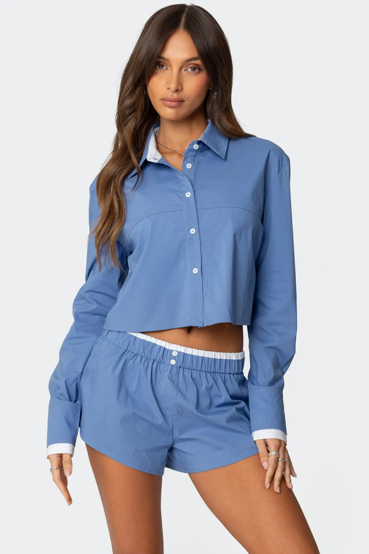 Danette Oversized Button Up Shirt sold by Edikted