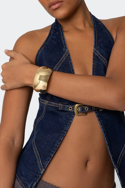 Curved Chunky Cuff Bracelet sold by Edikted