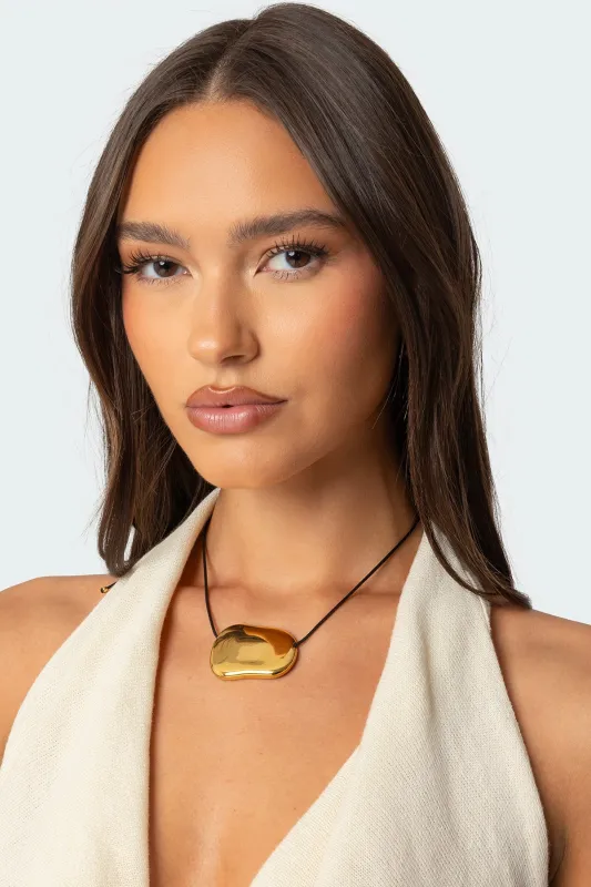 Abstract Stone Pendant Cord Necklace sold by Edikted