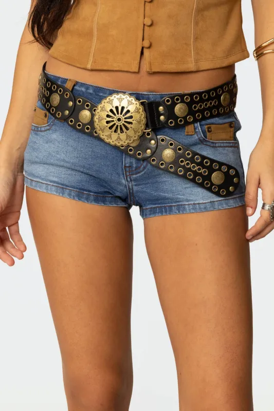 Scalloped Circle Faux Leather Belt sold by Edikted