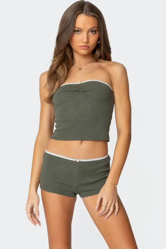 Georgina Waffle Tube Top sold by Edikted