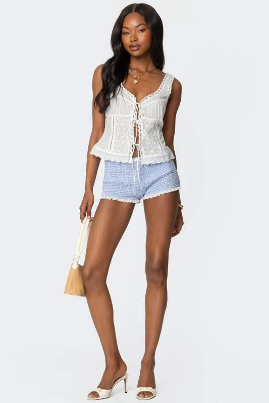 Antonia Gingham Scrunch Shorts sold by Edikted