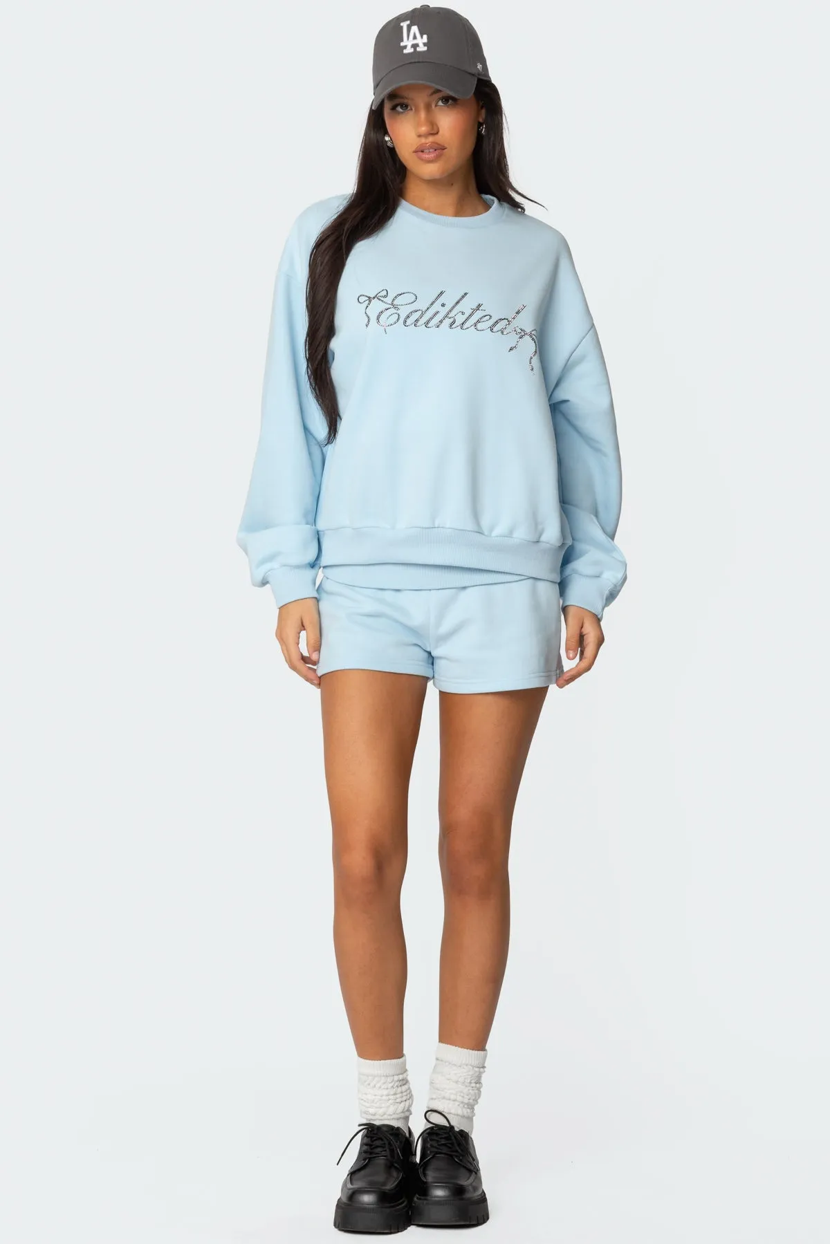 Super Edikted Fold Over Sweat Shorts sold by Edikted product image thumbnail 5