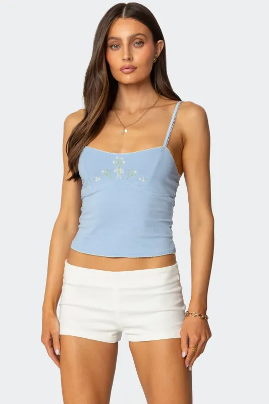 Prairie Embroidered Tank Top sold by Edikted
