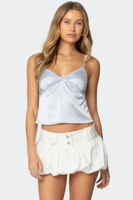 Imani Satin Effect Tank Top sold by Edikted