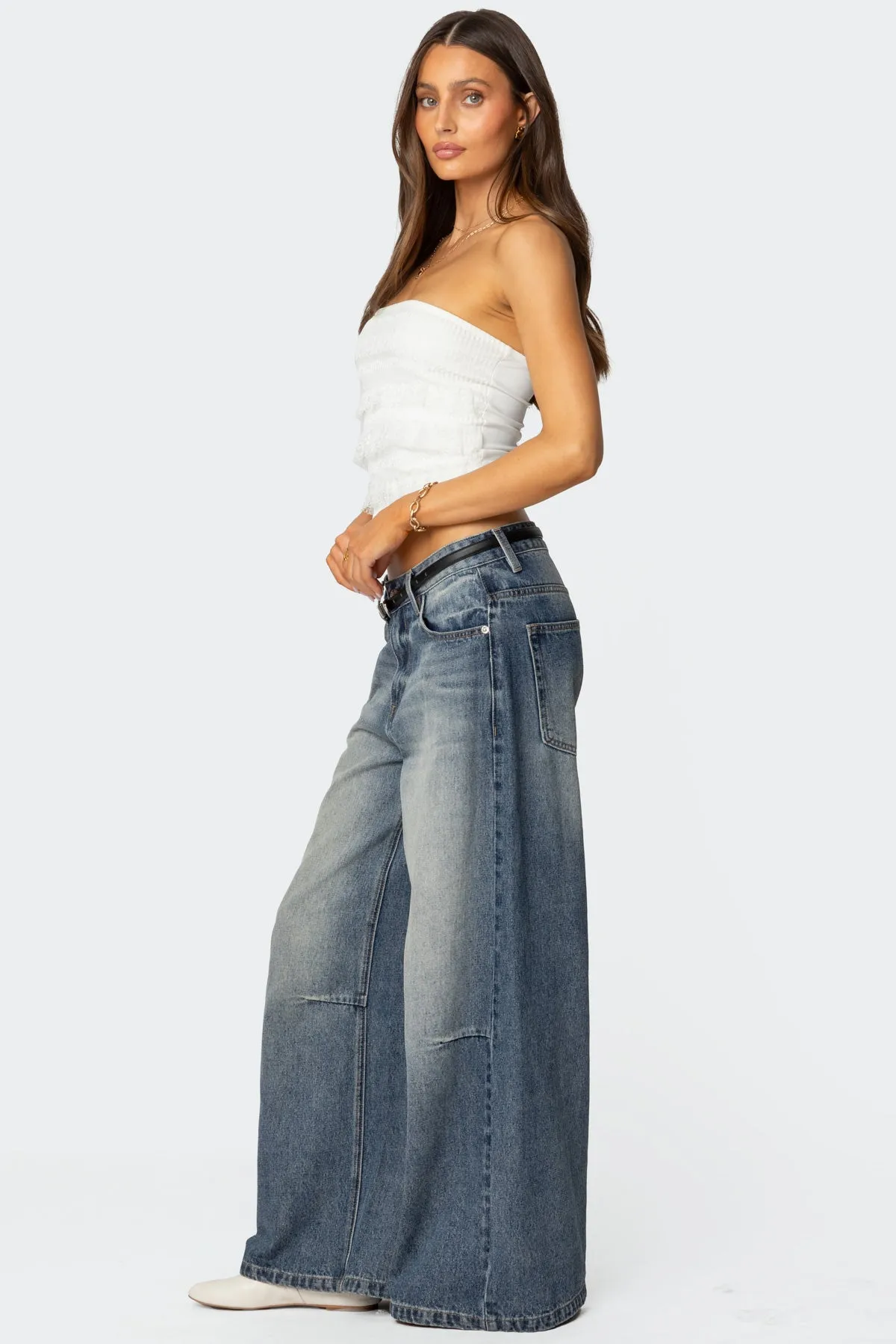 Georgette Lacey Ruffle Tube Top sold by Edikted product image thumbnail 4