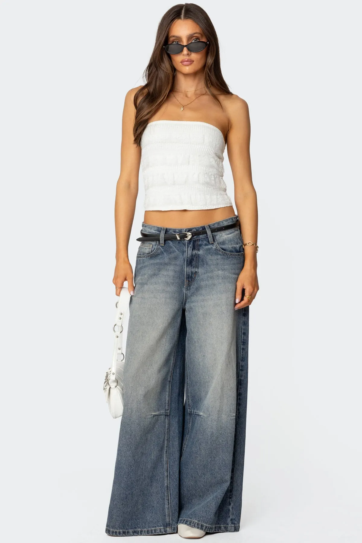 Georgette Lacey Ruffle Tube Top sold by Edikted product image thumbnail 2