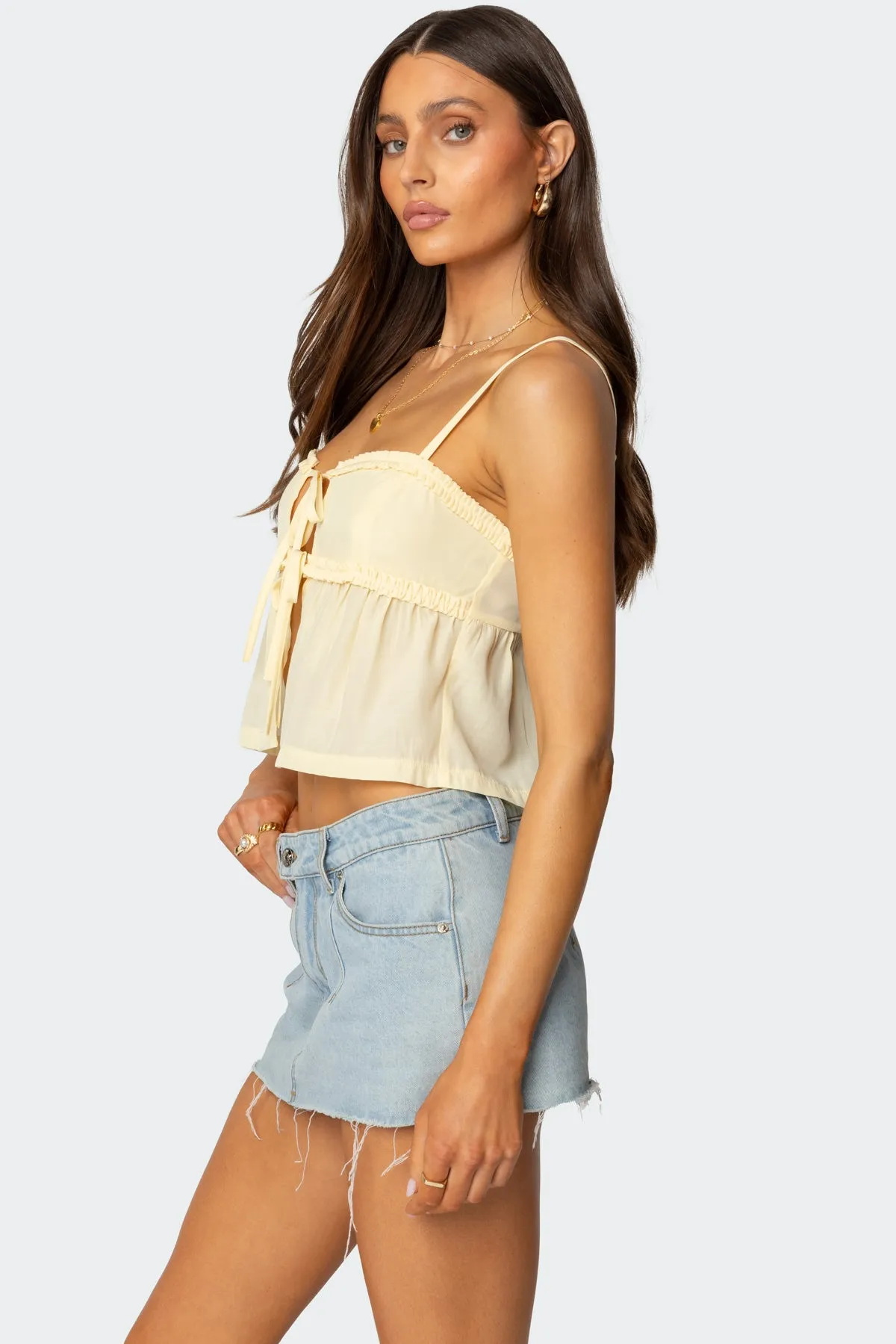 Loula Tie Front Tank Top sold by Edikted product image thumbnail 3