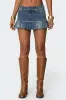 Bubble Hem Denim Mini Skirt sold by Edikted