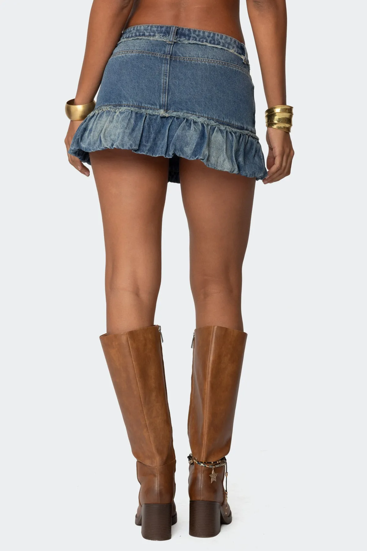 Bubble Hem Denim Mini Skirt sold by Edikted product image thumbnail 5