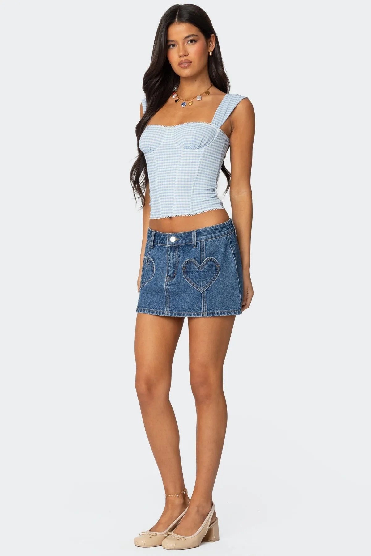 Heart Pocket Denim Mini Skirt sold by Edikted product image thumbnail 4