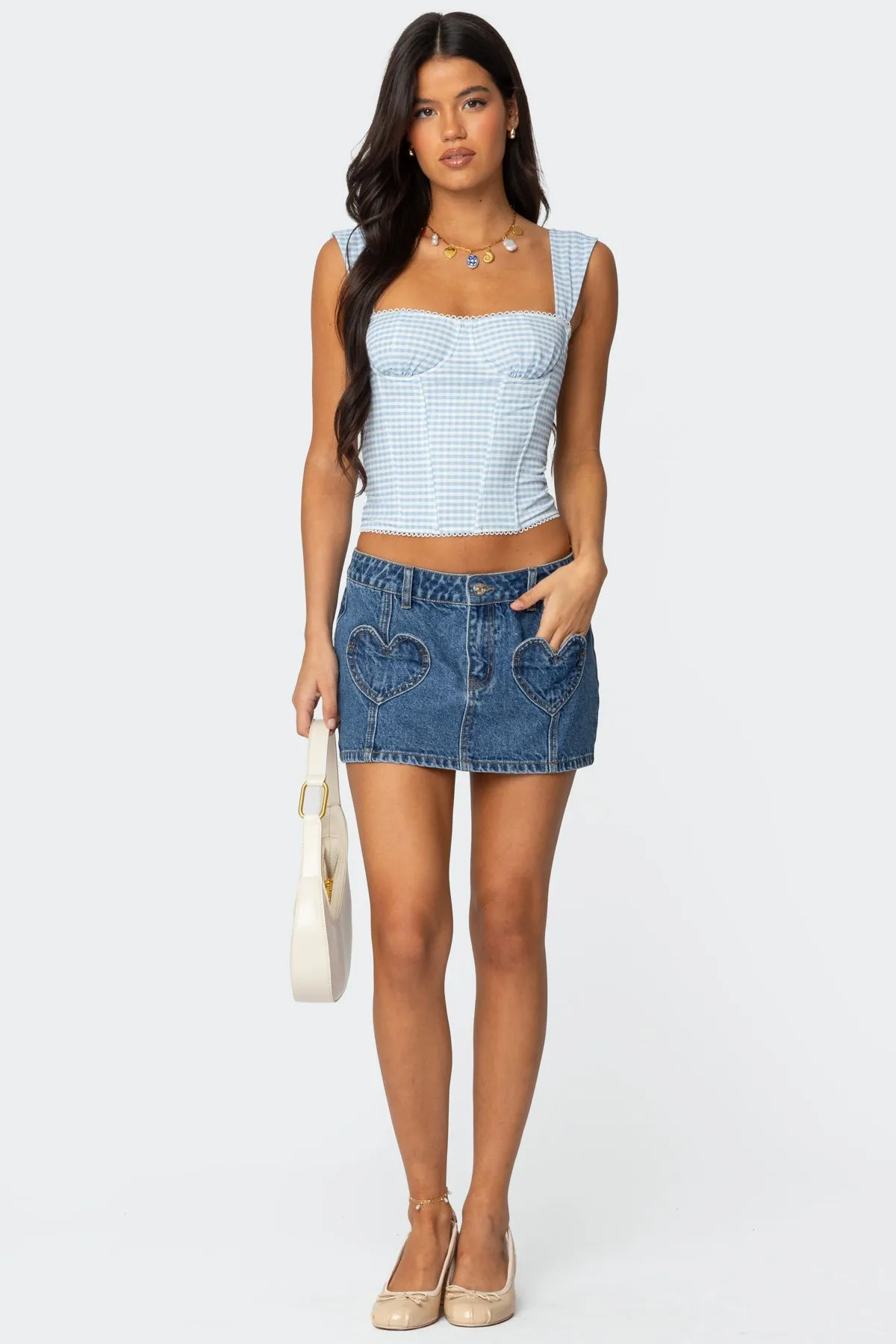 Heart Pocket Denim Mini Skirt sold by Edikted product image thumbnail 2