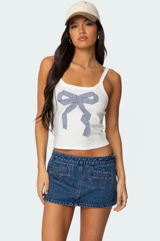 Harpa Gingham Bow Tank Top sold by Edikted