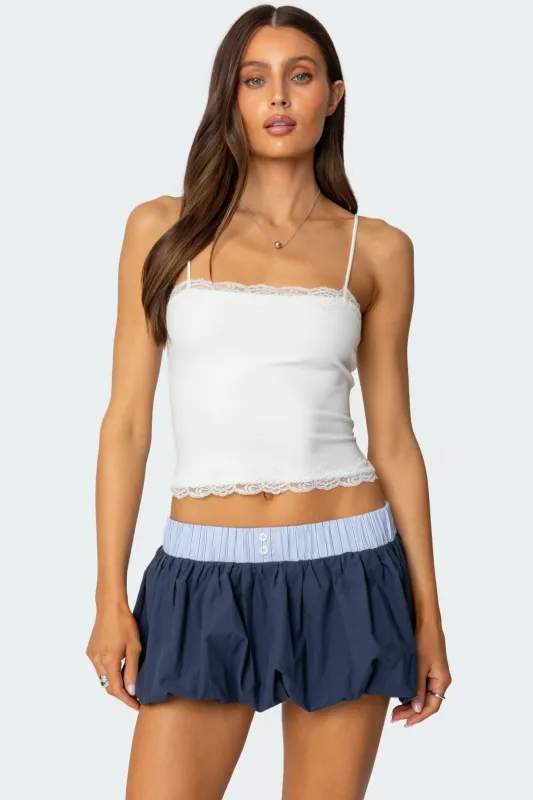Cruella Lace Trim Tank Top sold by Edikted