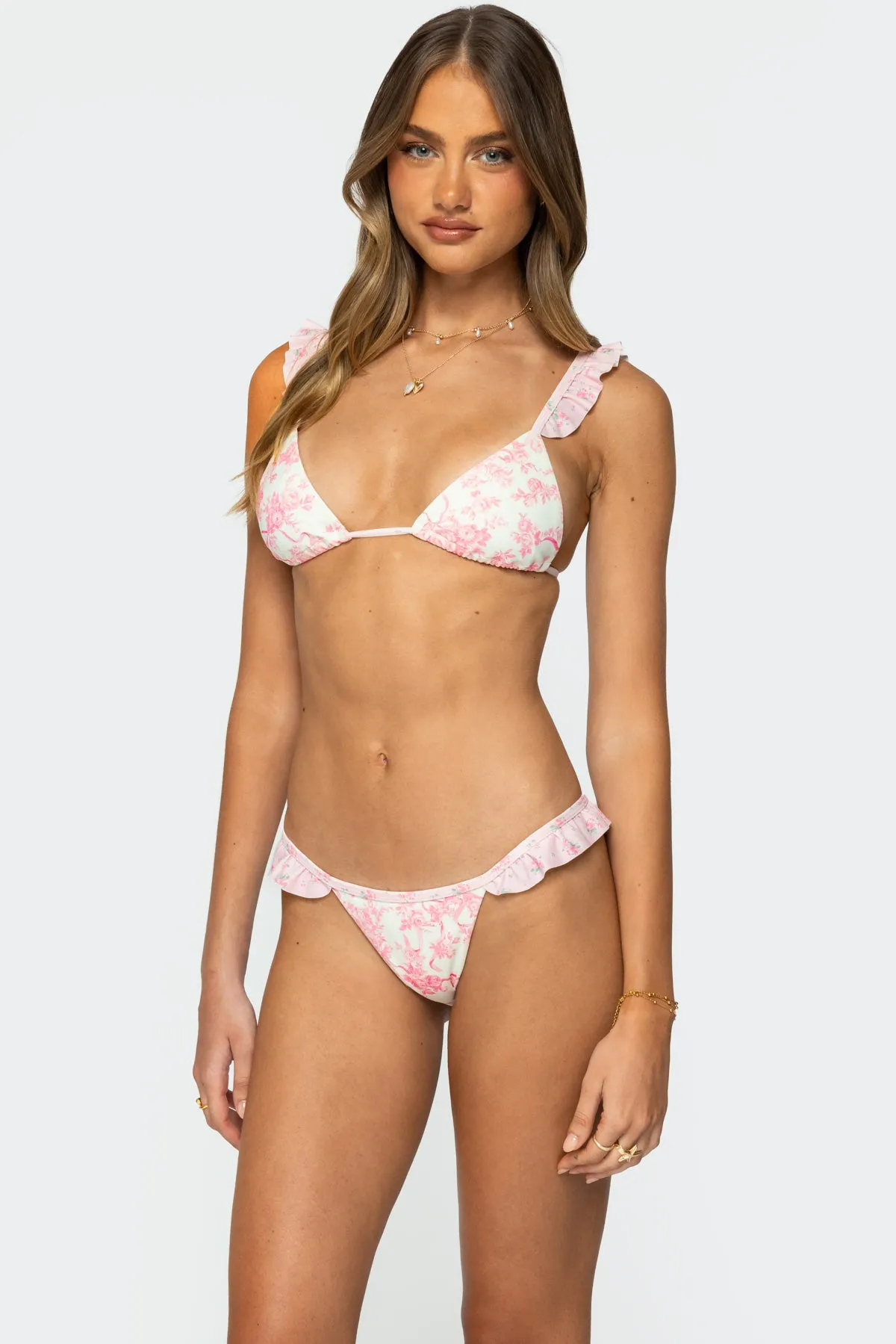 Floral Ruffle Triangle Bikini Top sold by Edikted product image thumbnail 4