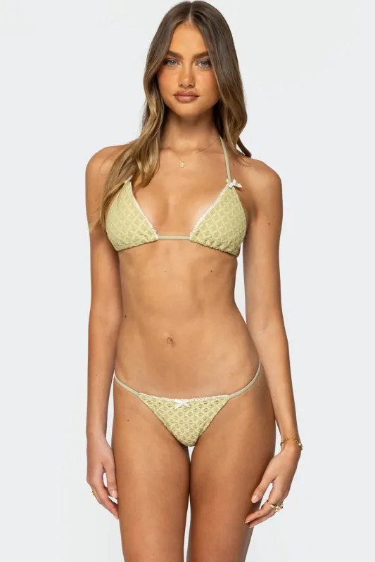 Anna Textured Triangle Bikini Top sold by Edikted