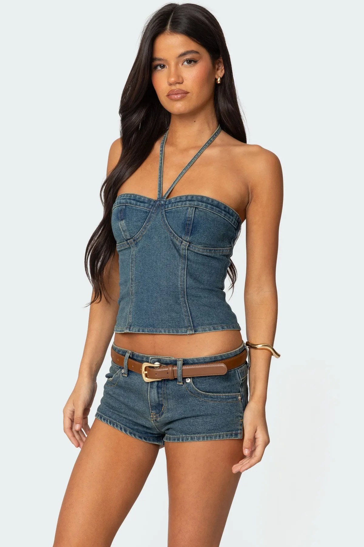 Jagger Denim Halter Top sold by Edikted product image thumbnail 3