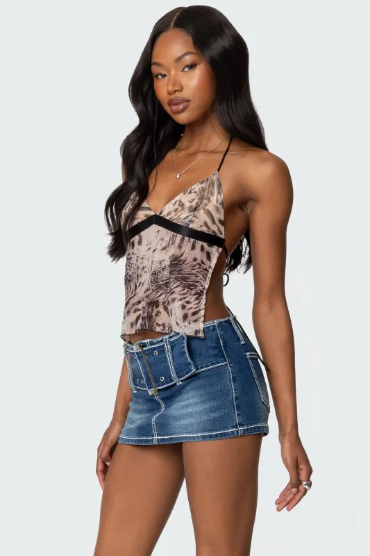 Ziena Leopard Printed Backless Top sold by Edikted