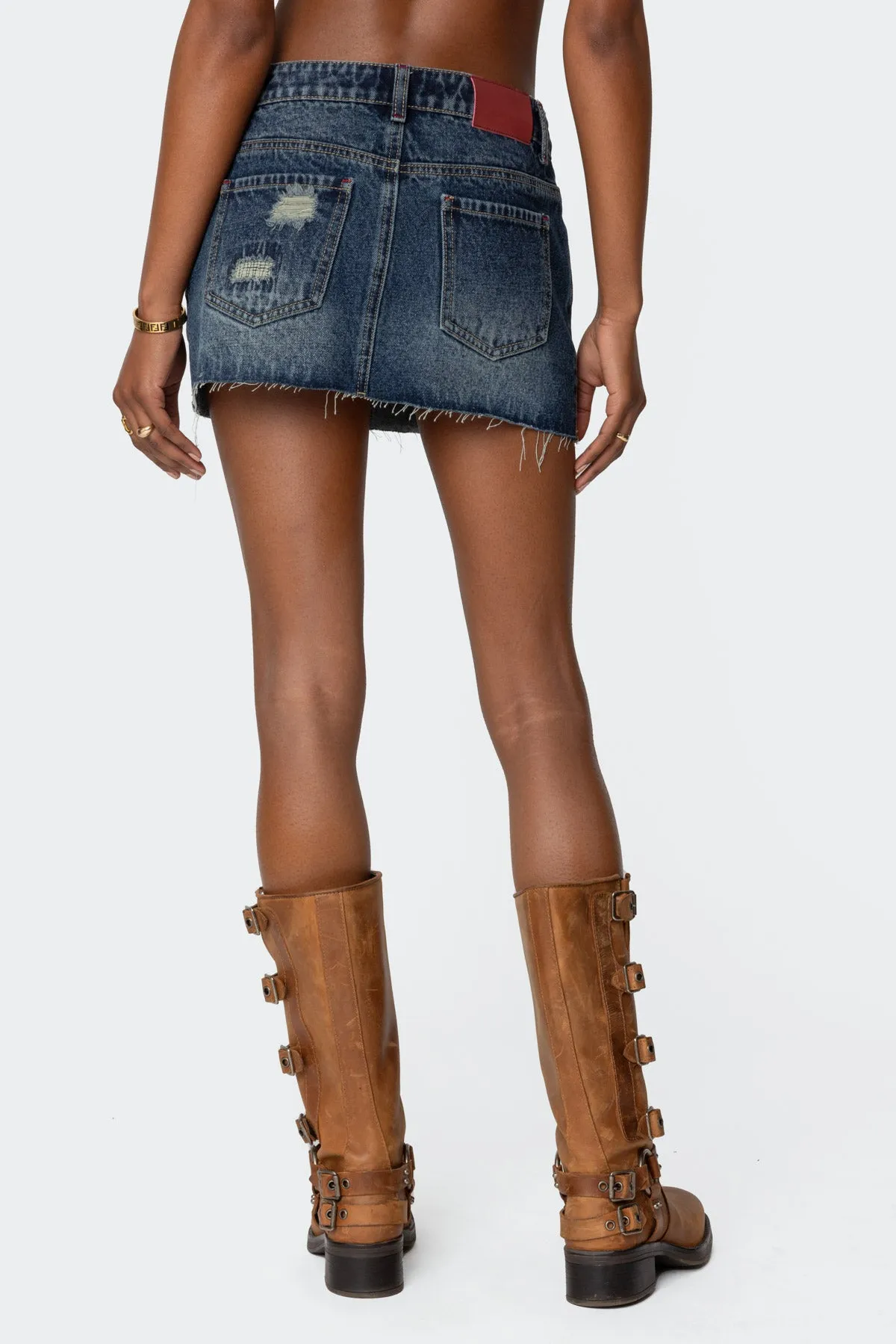 Hunter Distressed Denim Mini Skirt sold by Edikted product image thumbnail 5