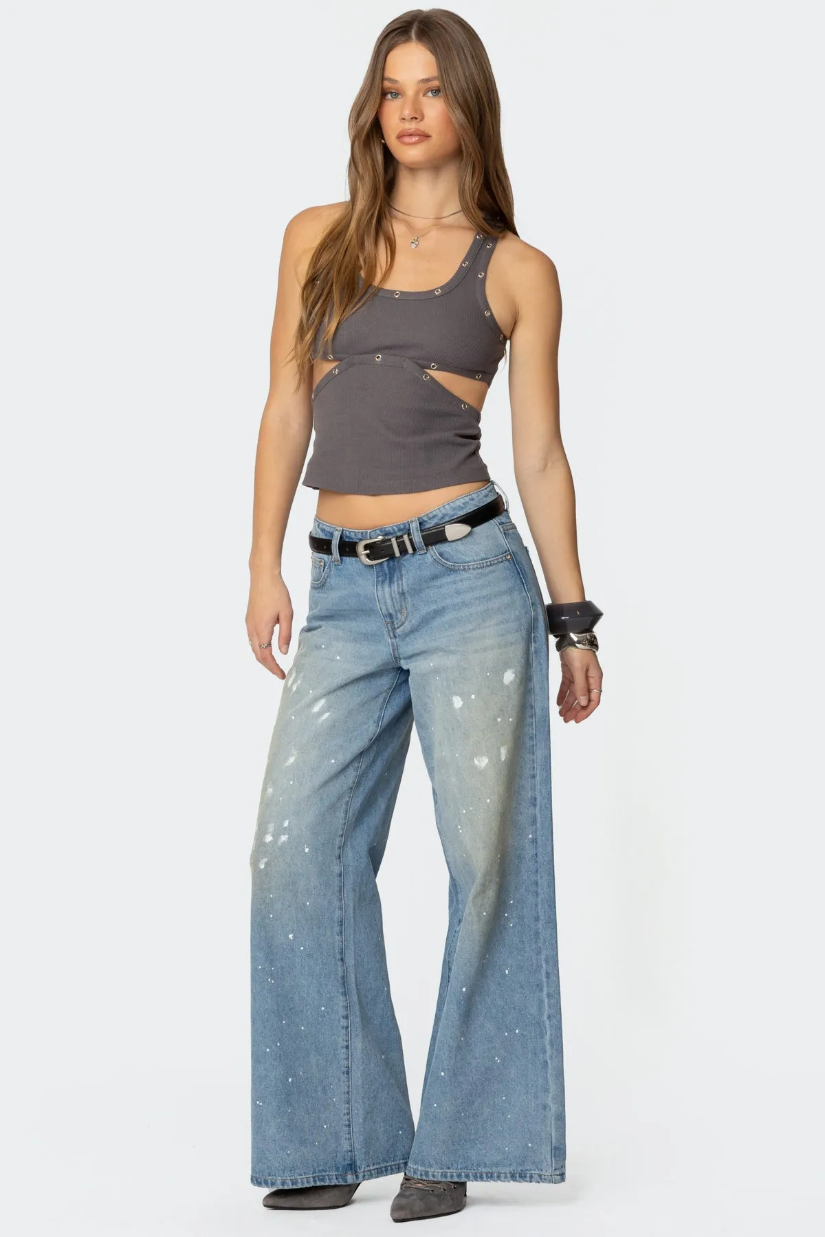 Imogen Cut Out Ribbed Tank Top sold by Edikted product image thumbnail 4