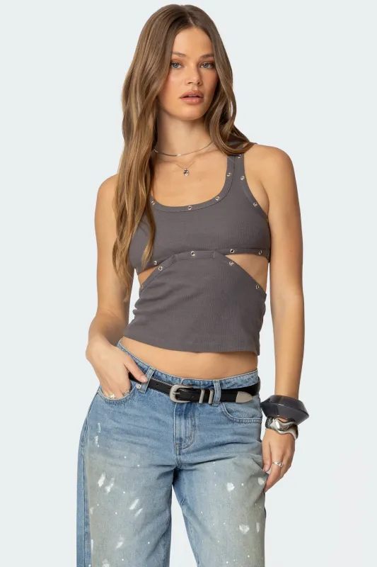 Imogen Cut Out Ribbed Tank Top sold by Edikted