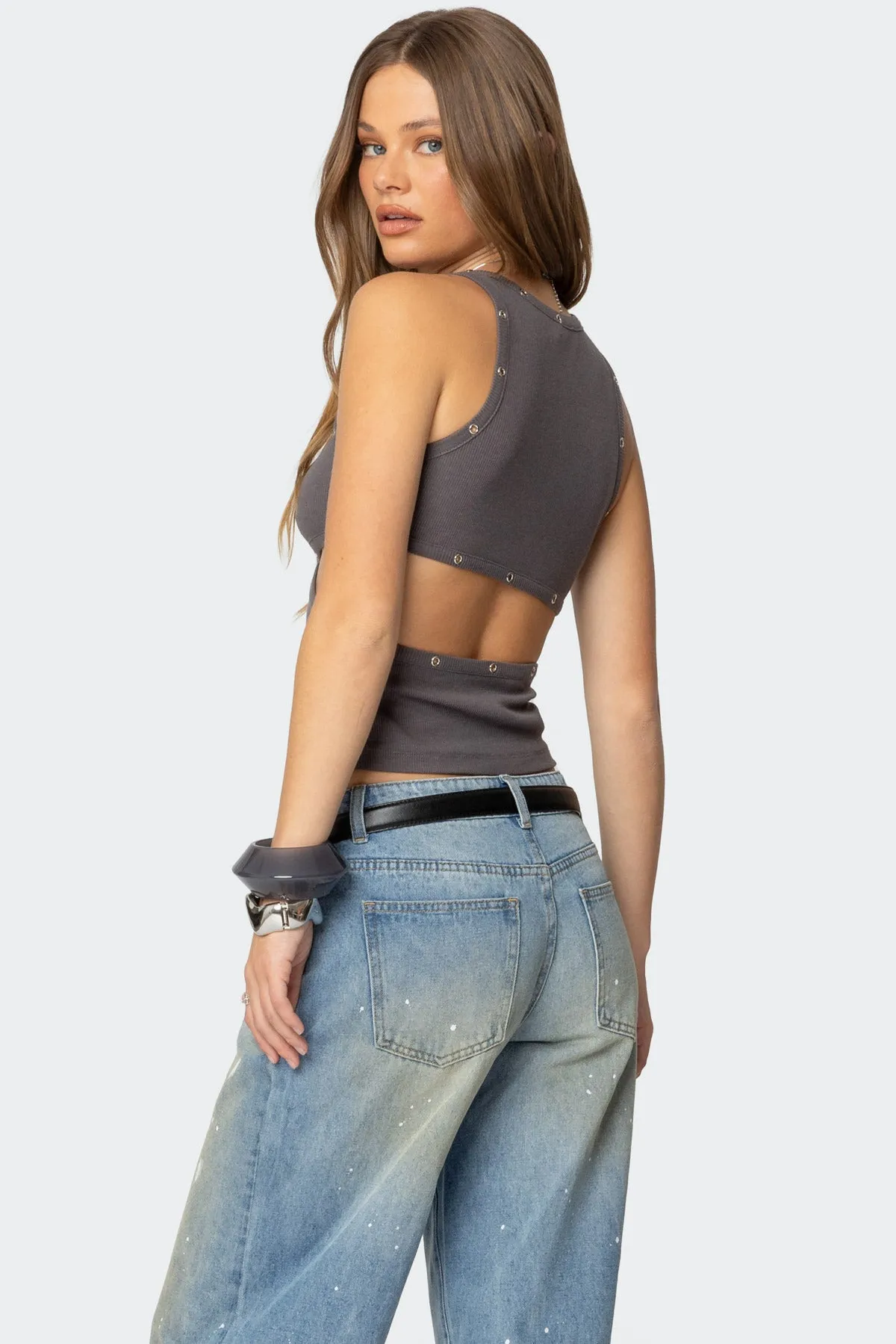 Imogen Cut Out Ribbed Tank Top sold by Edikted product image thumbnail 5