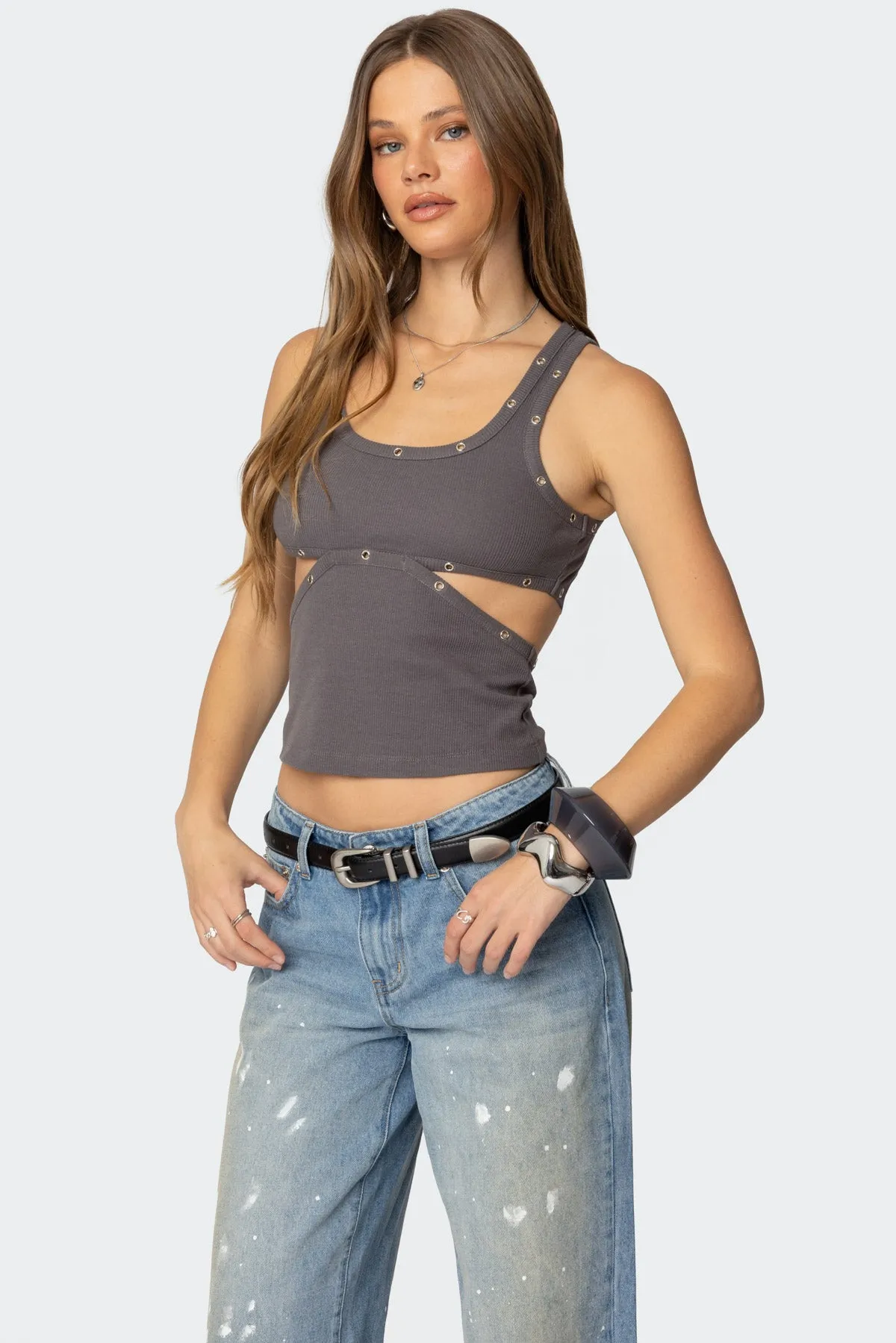 Imogen Cut Out Ribbed Tank Top sold by Edikted product image thumbnail 2
