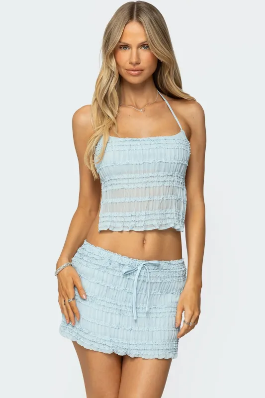 Mari Backless Ruffle Chiffon Top sold by Edikted